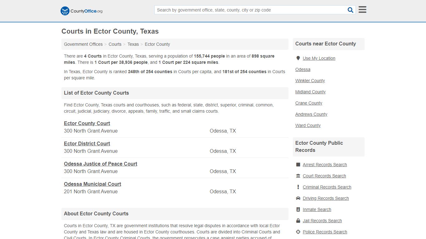 Courts - Ector County, TX (Court Records & Calendars)